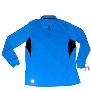 Fila Sport Golf $45 Mens Blue Black Collared Long Sleeve Shirt sz. XL New Tags